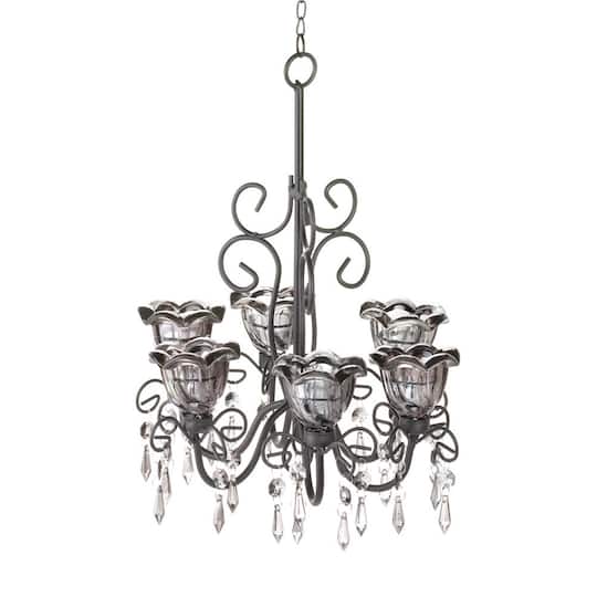 12.75&#x22; Midnight Blooms Candle Chandelier